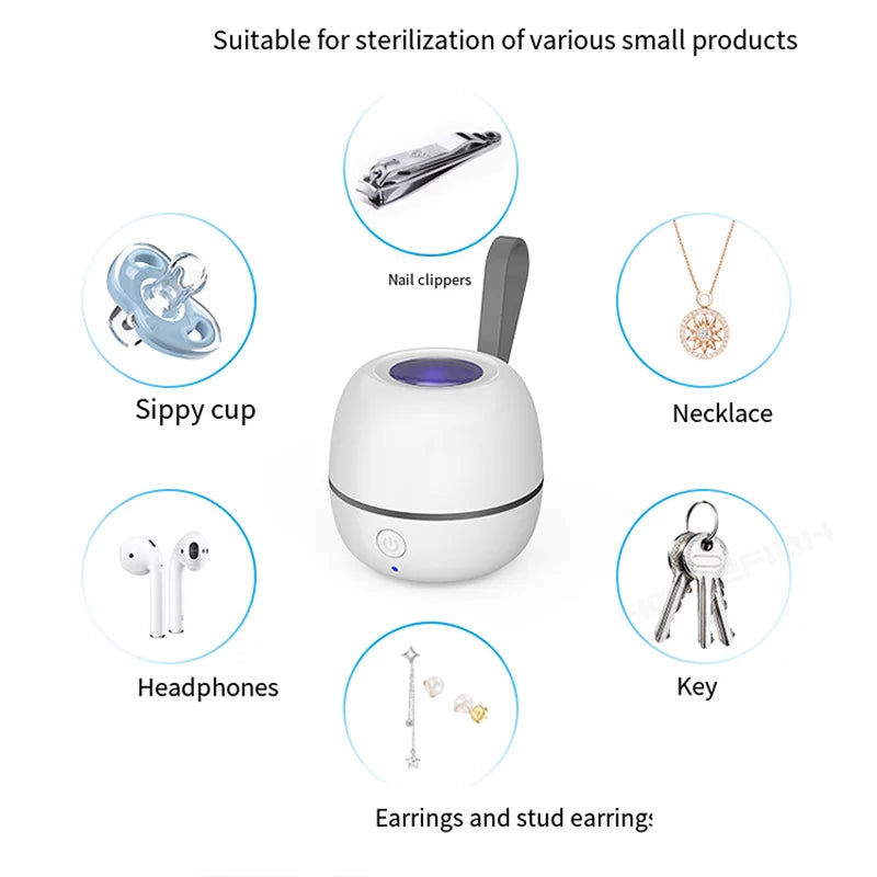 Newest Portable Pacifier Sterilizer Case with UV Light Travel Rechargeable Sanitizer Box