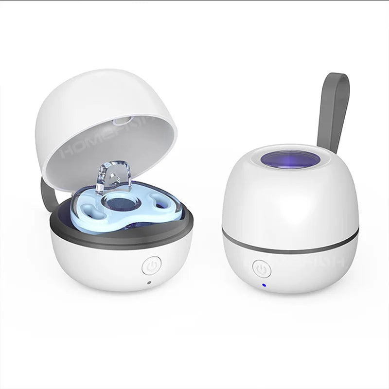 Newest Portable Pacifier Sterilizer Case with UV Light Travel Rechargeable Sanitizer Box